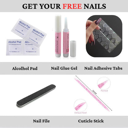 Botanical Leaf Press On Nails, Hand Painted Floral Pearl White False Nails Bridal